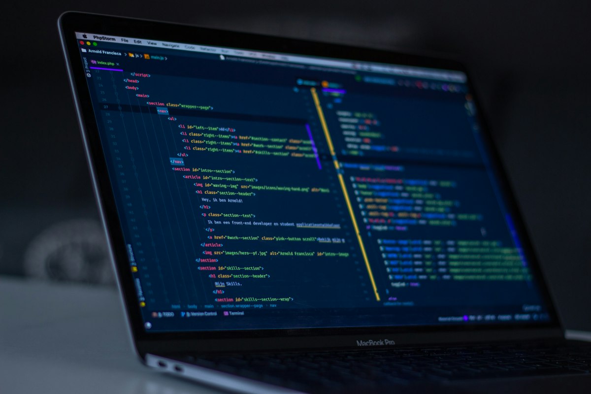 Software engineer inspecting data serialization and configuration files on code editor