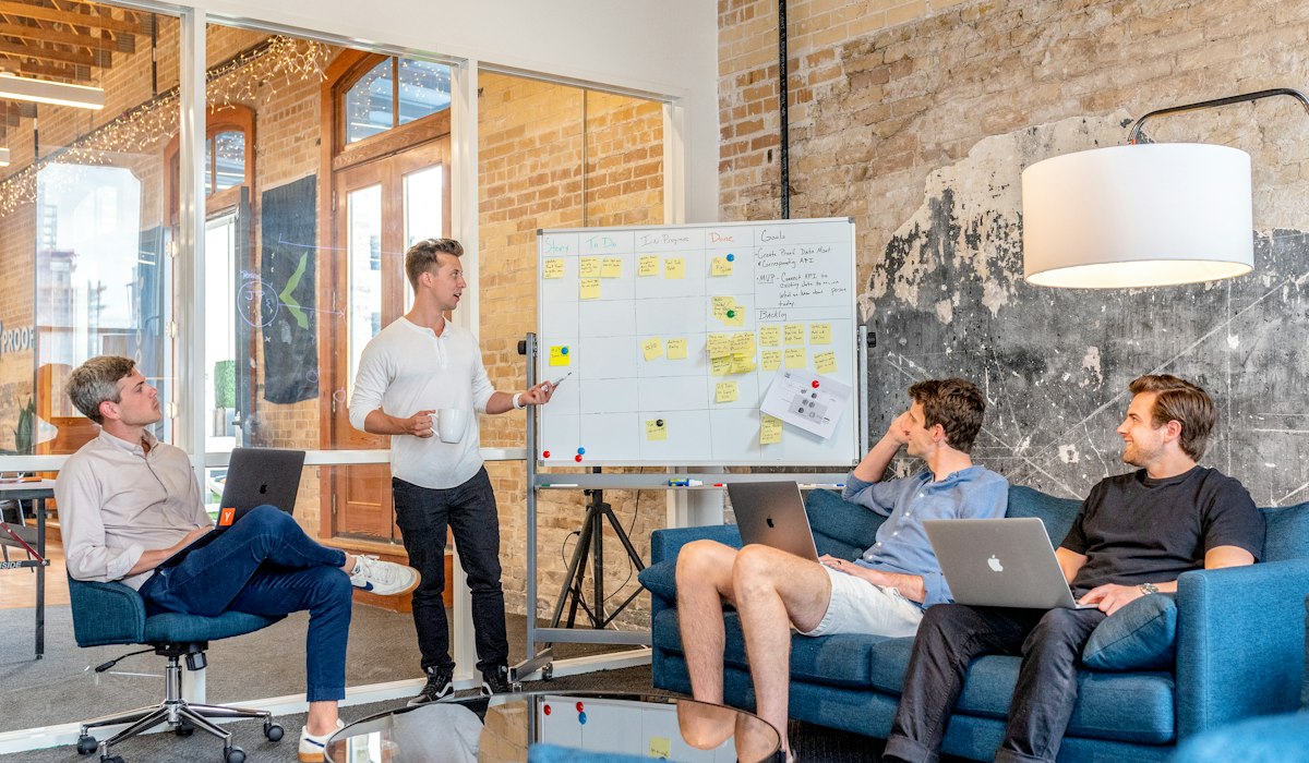 Corporate workspace focused on professional team outreach